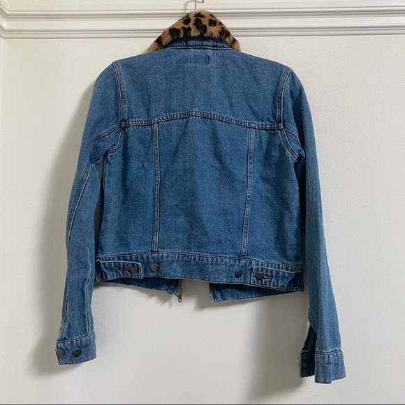 XLE the Label Chloe Denim Jacket with Cheetah Fur Collar - Picture 4 of 4